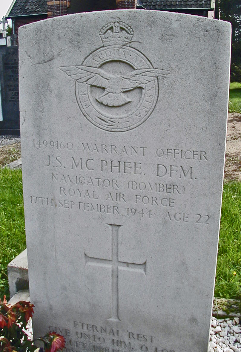 W/O John Sim McPhee<br /><br /><br />died on active duty - September 27th, 1943 - 107 Sqdn.